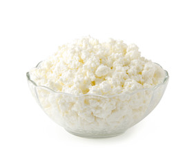 Cottage cheese isolated on white background with clipping path.