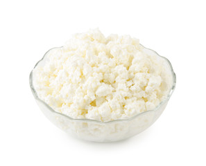 Cottage cheese isolated on white background with clipping path.