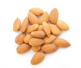 Almonds isolated on white background.