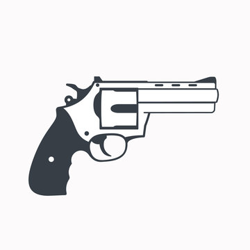 revolver outline, handgun, isolated on white