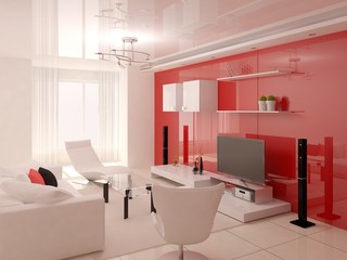 Fototapeta na wymiar The innovative design of the living room with functional furnishings.
