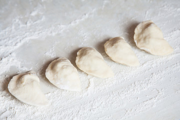 Fototapeta na wymiar raw dumplings with filling