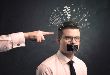 Leader pointing at employee