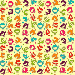seamless pattern with monsters vector illustration