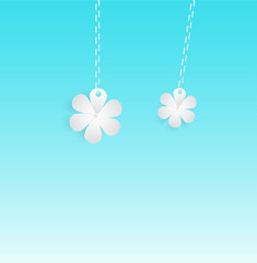 vector white flowers with a chain on a  blue background