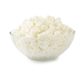 Cottage cheese isolated on white background with clipping path.