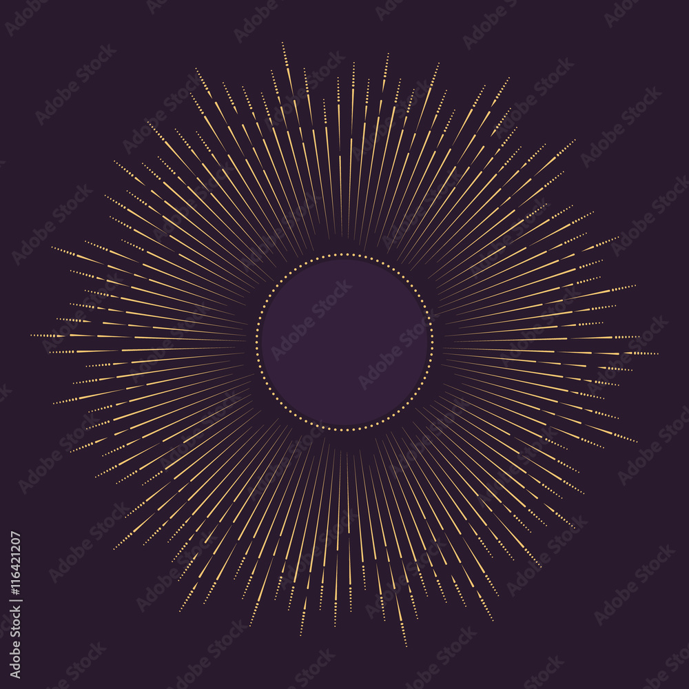 Aufkleber abstract composition of golden sunlight. placed in a circle lines of different size and thickness. a