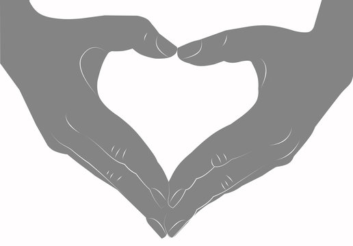 Hands making heart sign silhouette