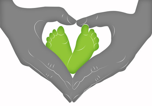Hands holding baby feet