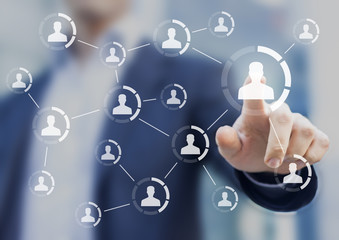 Social network structure showing connections between profiles