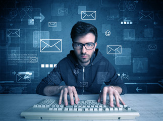 Intruder hacking email passcodes concept