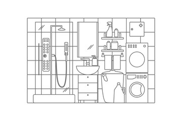 Vector Bathroom Interior.
