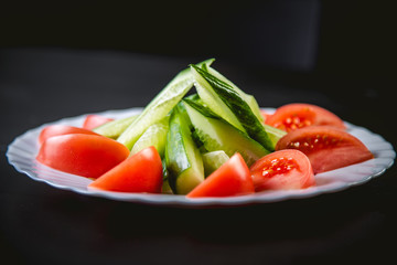 tomatoes, cucumbers, cutting vegetables