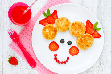 Girl face dessert or breakfast for of kids