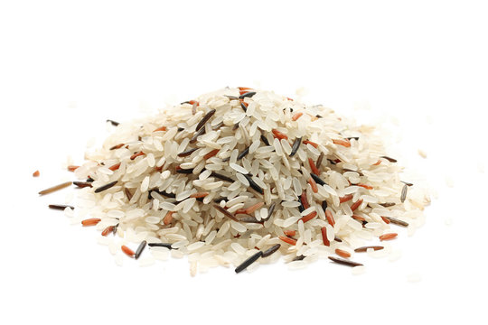 Colorful rice set on white background