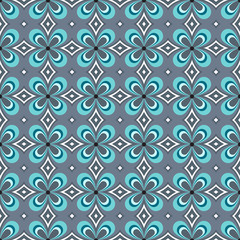 Geometric seamless pattern with stylish flower. Can be used for web, print and book design, home decor, fashion textile, wallpaper.