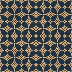 Geometric seamless pattern with stylish flower. Can be used for web, print and book design, home decor, fashion textile, wallpaper.