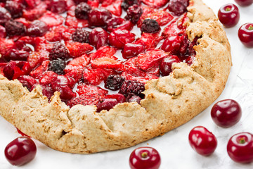 Berry Tart. Dietary rye galeta with summer berries