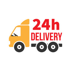 24 Hour Delivery Icon. Next Day Shipping. Flat Style Vector.