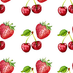 Watercolor seamless pattern with fruits