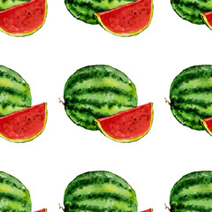 Watercolor seamless pattern with fruits