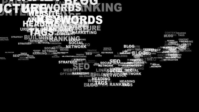 SEO Keywords, Overlays Words, Alpha Channel, Loop, 4k
