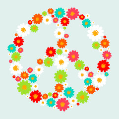 Peace symbol with flowers
