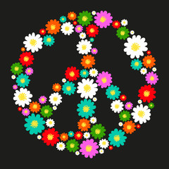 Peace symbol with flowers
