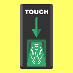 biometric finger scaner on flat style black color