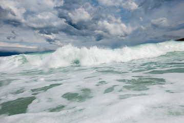 stormy adriatic sea in Baska, Croatia