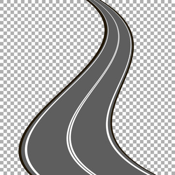 Vector curved road with white markings
