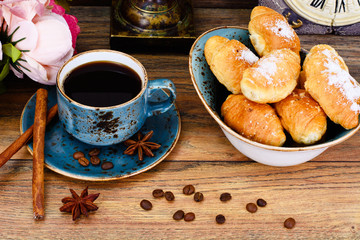 Delicious Crispy French Croissants with Coffee