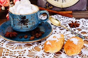 Delicious Crispy French Croissants with Coffee