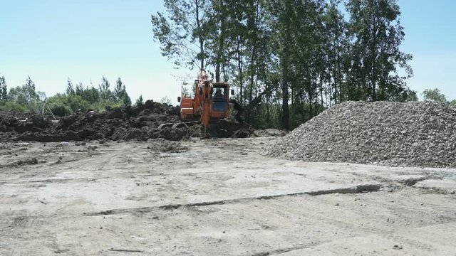 Excavator working on construction site