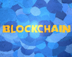 Blockchain, criptovaluta, base di dati distribuita, transizioni, compra e vendita - obrazy, fototapety, plakaty