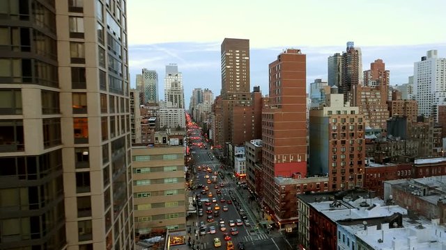 aerial view of new york city skyscrapers. urban metropolis city landmark