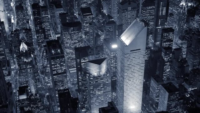 aerial view of city at night. metropolis urban landmark. new york city skyline