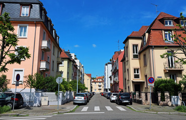 Fototapeta na wymiar residential neighbourhood in French city Strasbourg