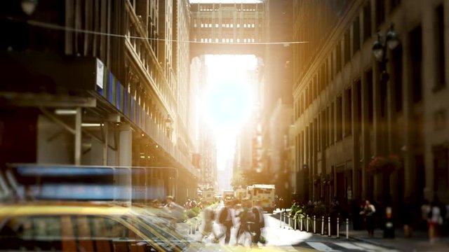 people walking on crowded street in the city. pedestrians commuters background