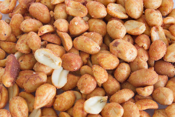 Fototapeta na wymiar This is a photograph of Barbecue flavored peanuts
