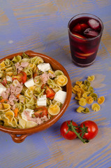 Pasta salad and sangria