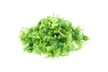fresh sliced green celery isolated on white