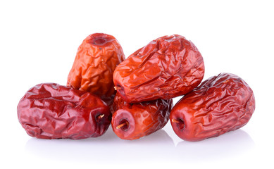 Dried red date or Chinese jujube on white background