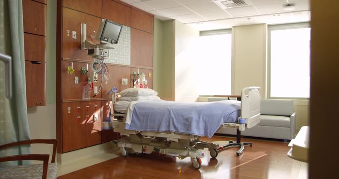 Empty Patient Room In Modern Hospital 