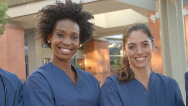 Portrait Of Medical Team Outside Hospital 