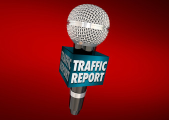 Traffic Report Road News Update Microphone 3d Illustration