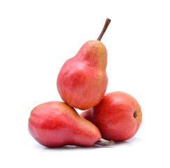 Three pears on a white background