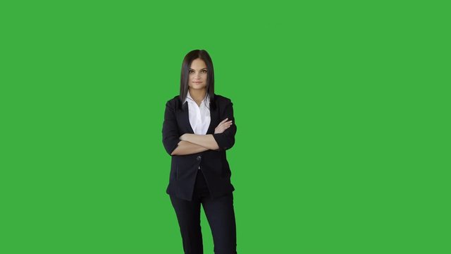 young entrepreneur presenting business concept ideas isolated on green-screen