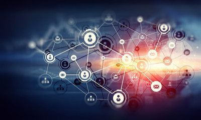 Social networking scheme  . Mixed media