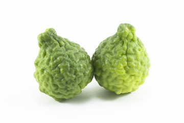 Kaffir lime isolated is fruits and leaves are used as a spice for thai food and etc